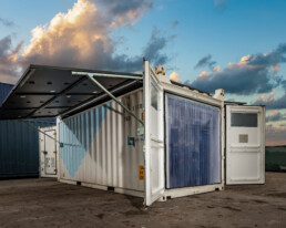 Solar-powered shipping container