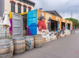ROXBOX Containers shipping container patio built for Odell Brewing Co. in the RiNo Art District of Denver, Colorado.