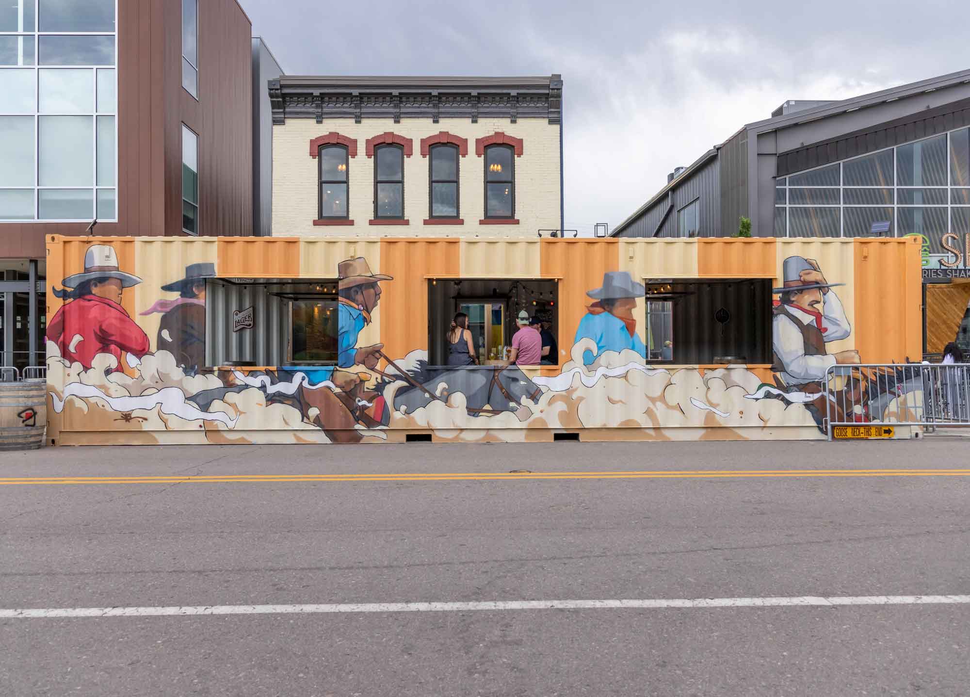 ROXBOX Containers shipping container patio built for Odell Brewing Co. in the RiNo Art District of Denver, Colorado.