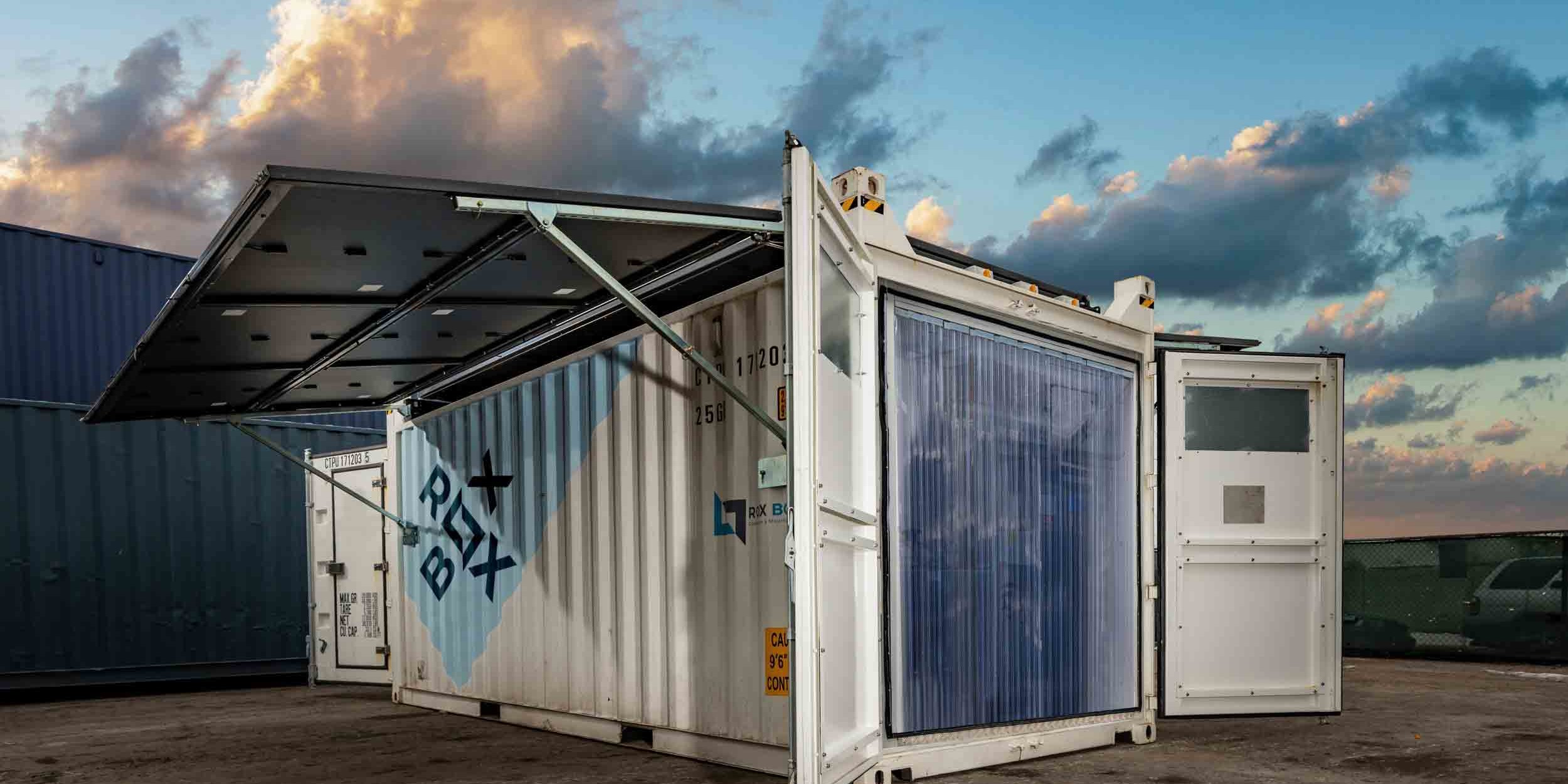 ROXBOX Containers 20' HELIOS Solar shipping container refrigeration unit.