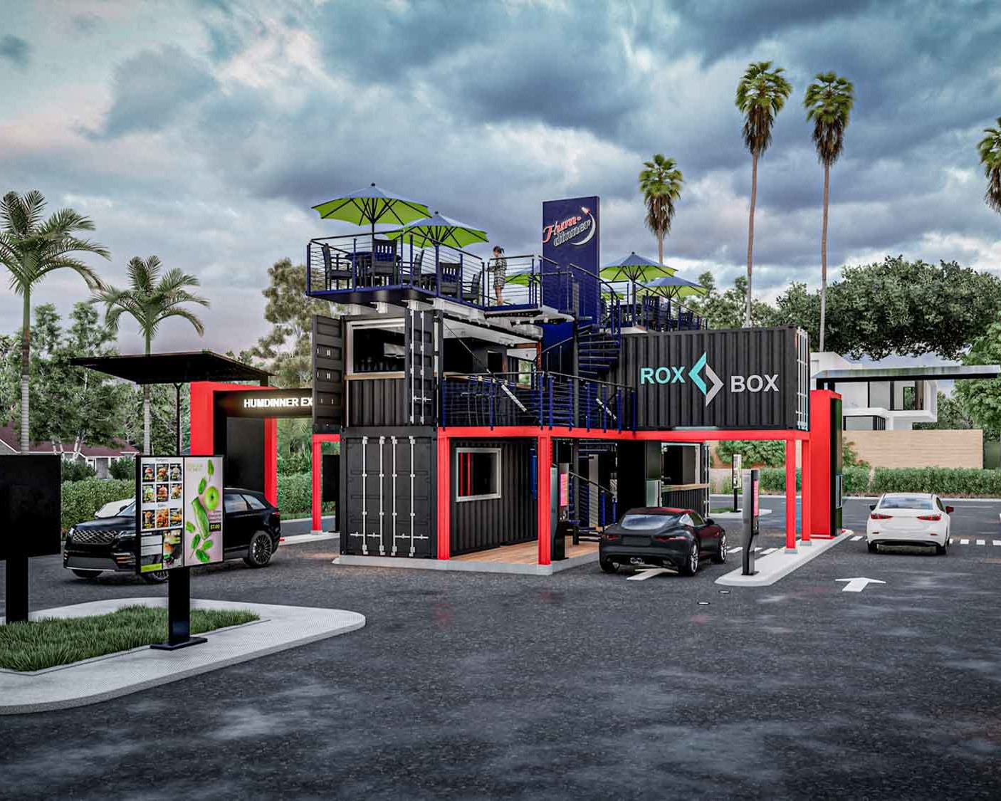 ROXBOX Shipping Container Quick Service Restaurant Rendering