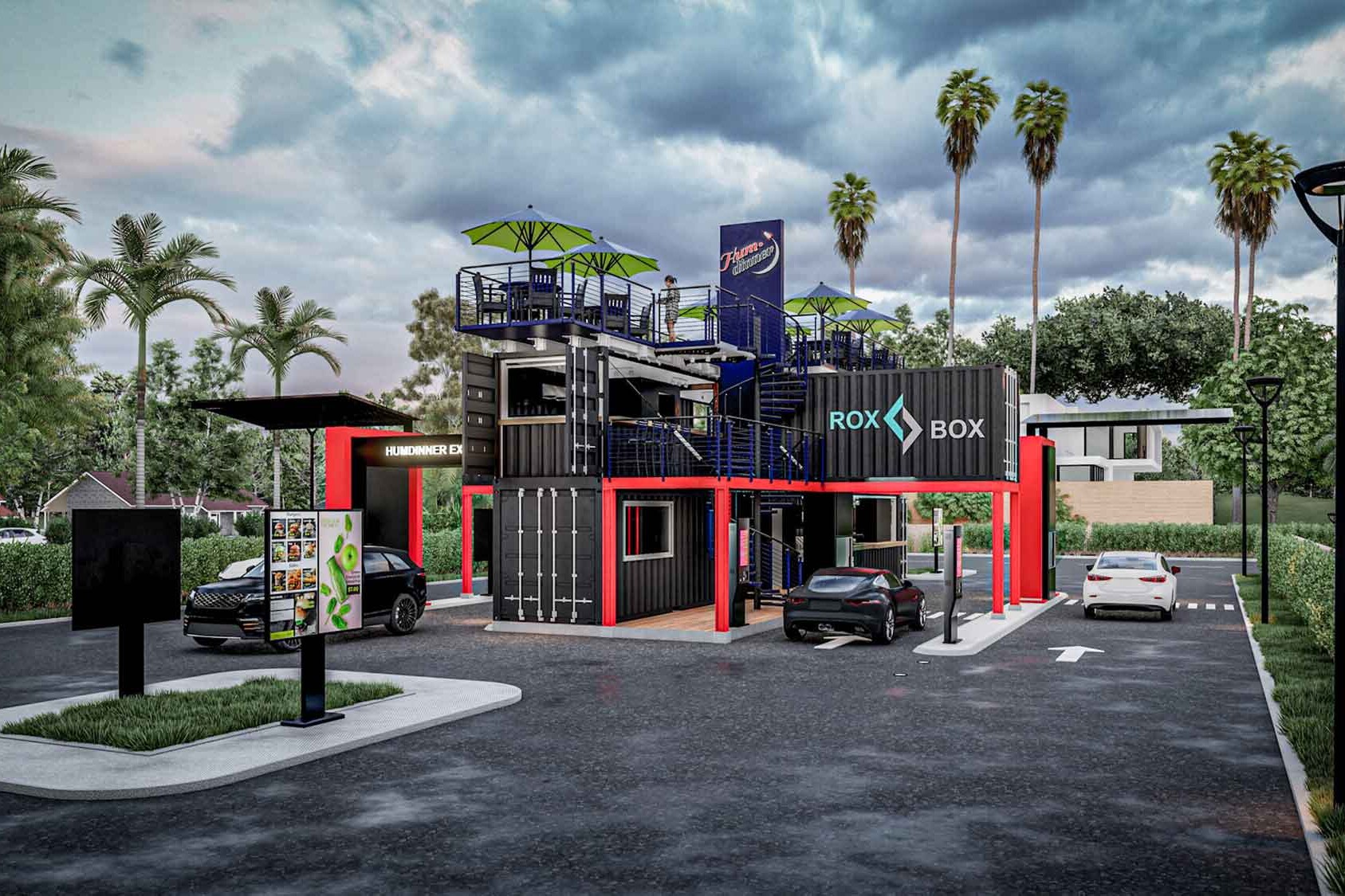ROXBOX Shipping Container Quick Service Restaurant Rendering