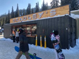 ROXBOX Containers' custom shipping container kitchen and restaurant, Bradley's Kitchen at Winter Park Resort in Colorado.