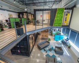 Full view of Eldorado Climbing Walls shipping container office space built by ROXBOX Containers.
