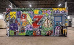 Custom mural on ROXBOX Containers' RxBX ghost dispensary, a cannabis dispensary built out of a shipping container.