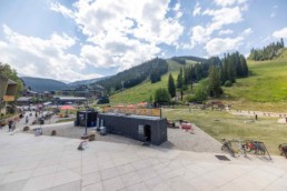 Bradley's custom shipping container kitchen at Winter Park Resort built by ROXBOX Containers.