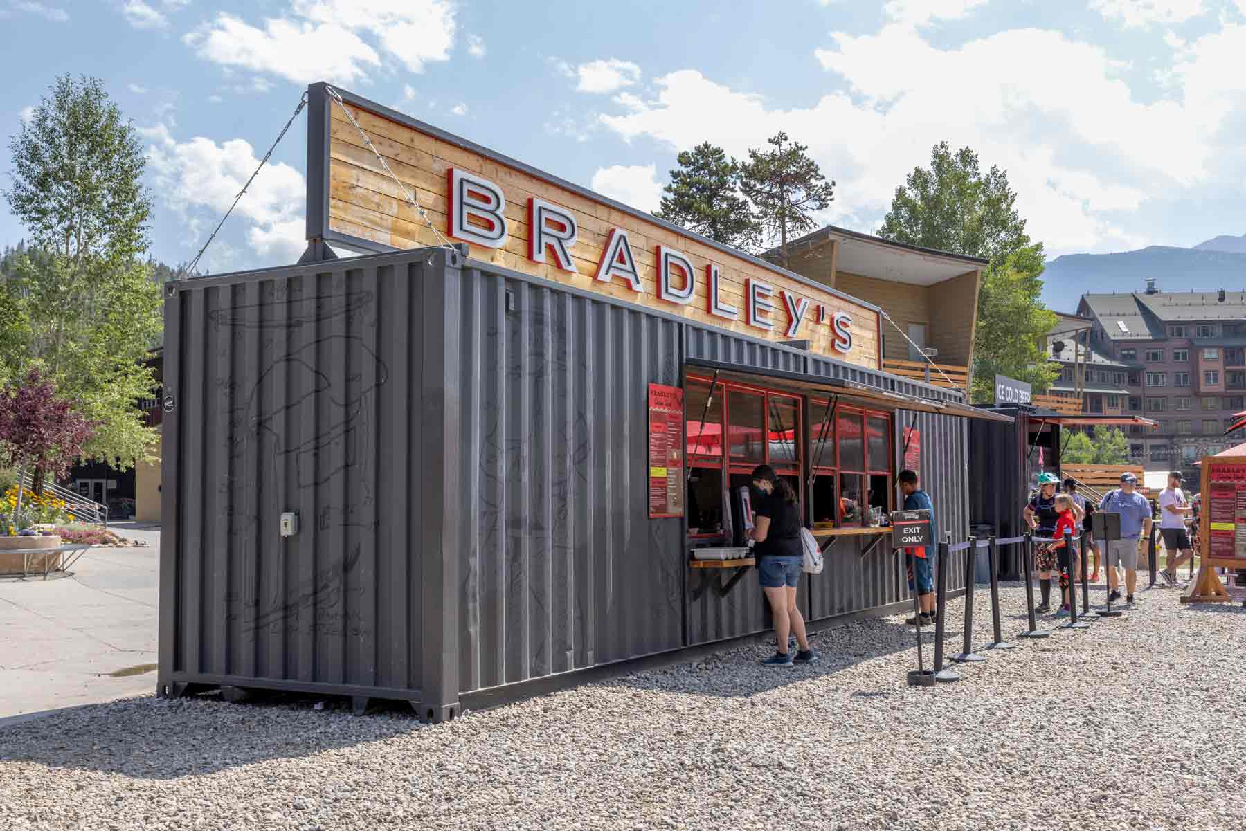 Bradley's custom shipping container kitchen at Winter Park Resort built by ROXBOX Containers.
