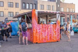 Custom shipping container bar built by ROXBOX Containers for Two Parts Denver.