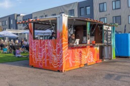 Custom shipping container bar built by ROXBOX Containers for Two Parts Denver.