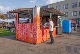 Custom shipping container bar built by ROXBOX Containers for Two Parts Denver.
