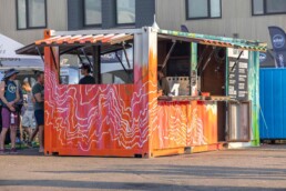 Custom shipping container bar built by ROXBOX Containers for Two Parts Denver.
