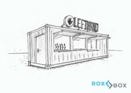 Napkin sketch of Left Hand Brewing Company's custom shipping container bar built by ROXBOX Containers.