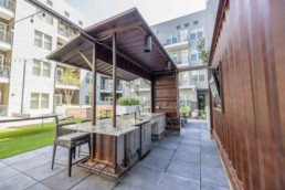Price Development Group custom shipping container patio bar built by ROXBOX Containers.