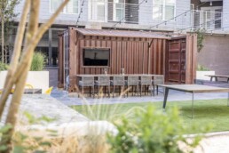 Price Development Group custom shipping container patio bar built by ROXBOX Containers.