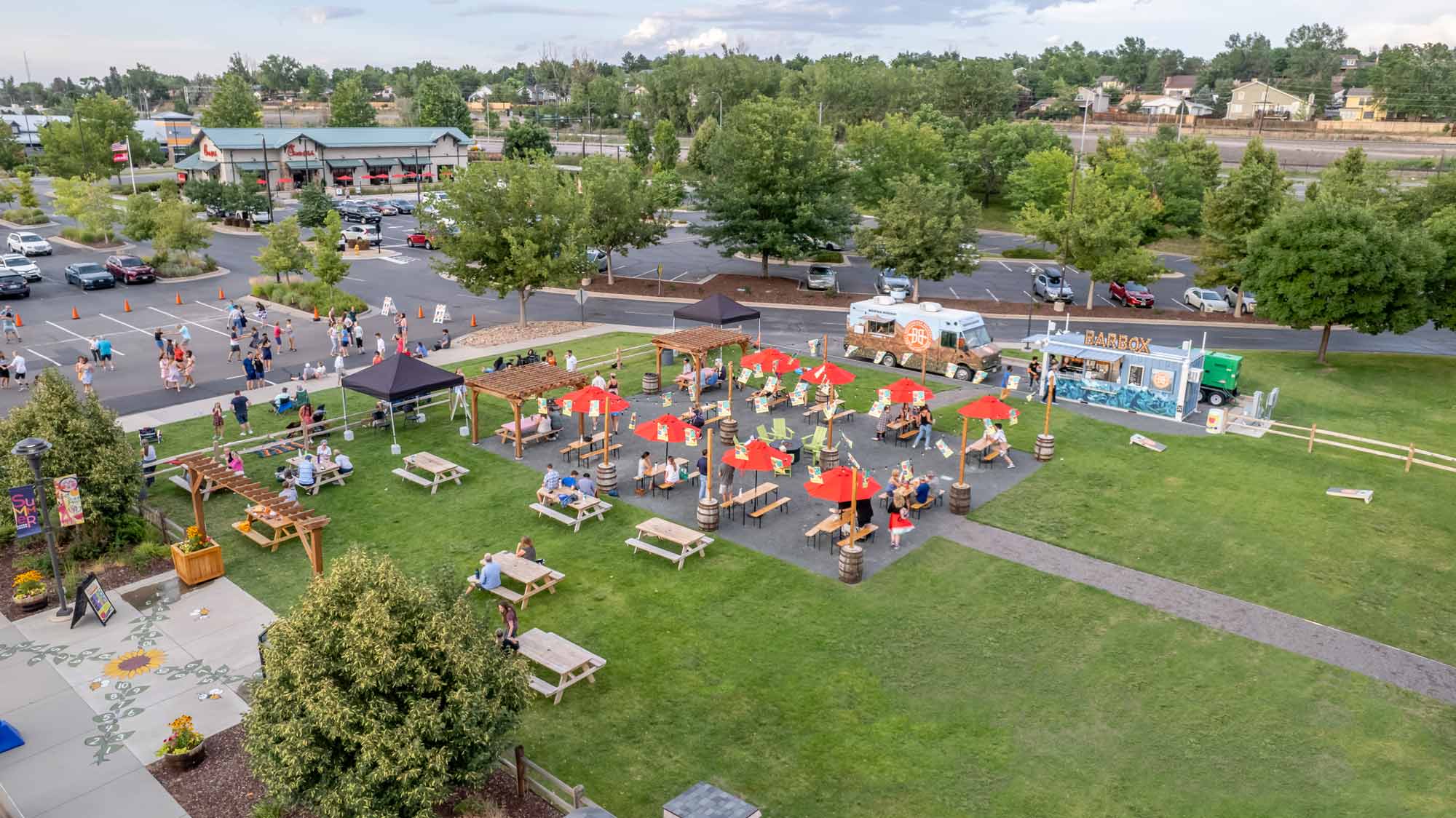Aspen Grove Shipping Container Bar and Dog Friendly Patio